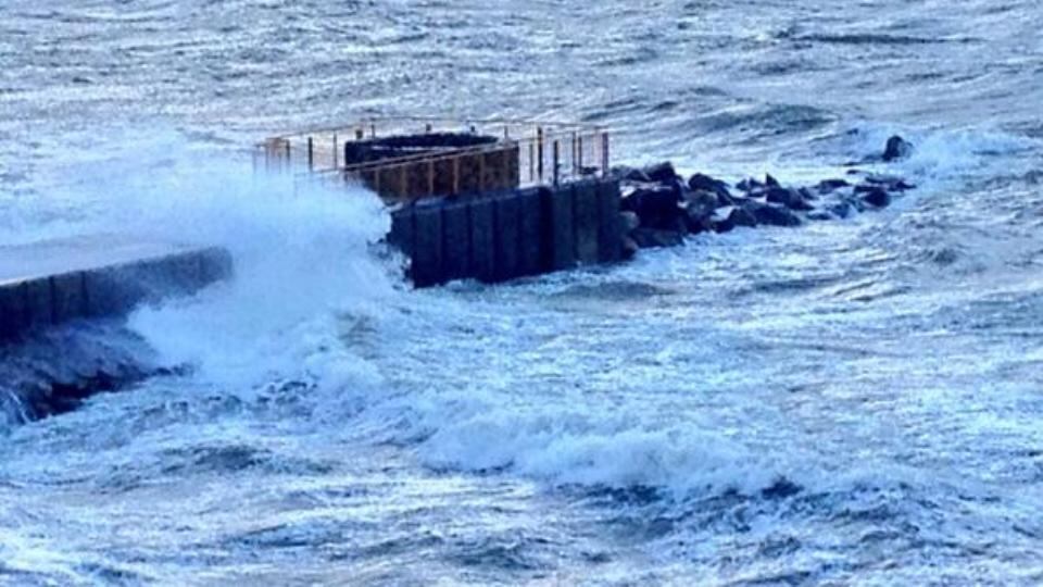 Heavy weather at Salthill today. Photograph: Paul O’Brien/Western House/@paulgaillimh