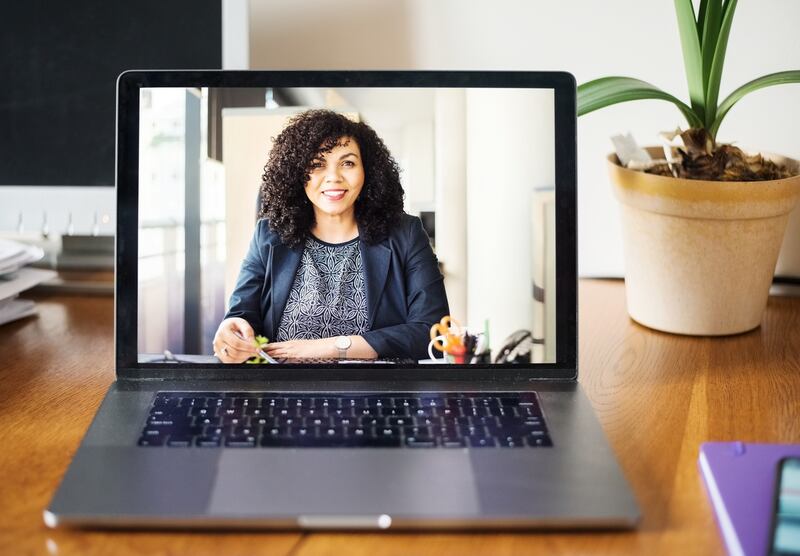 Shot of a mid adult businesswoman having a video call on a laptop. Online Zoom job interview. Photograph: Nicky Lloyd/iStock/Getty
