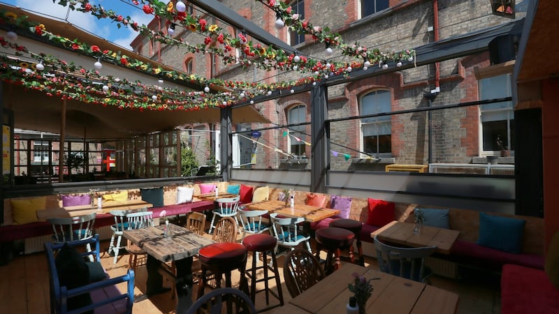 Shouk’s outside seating area. Photograph: Laura Hutton