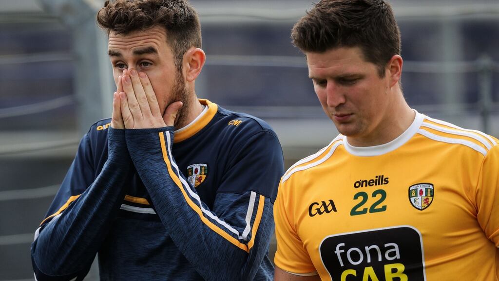 The Antrim footballers are eager for their match against Waterford to played this weekend: “we believe that the integrity of the league needs to be upheld. If we are good enough to collect two points we will do it in a fair and manly manner on the field of play.” Photograph: Inpho