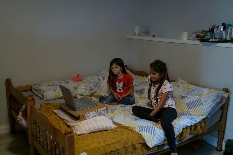 Watching cartoons at the Arranmore hostel. Photograph: Paulo Nunes dos Santos/New York Times
