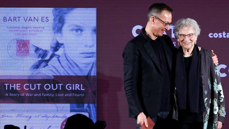 Costa Book of the Year Award winning author Bart van Es with Lien de Jong, the subject of his book, The Cut Out Girl. Photograph: Henry Nicholls/Reuters
