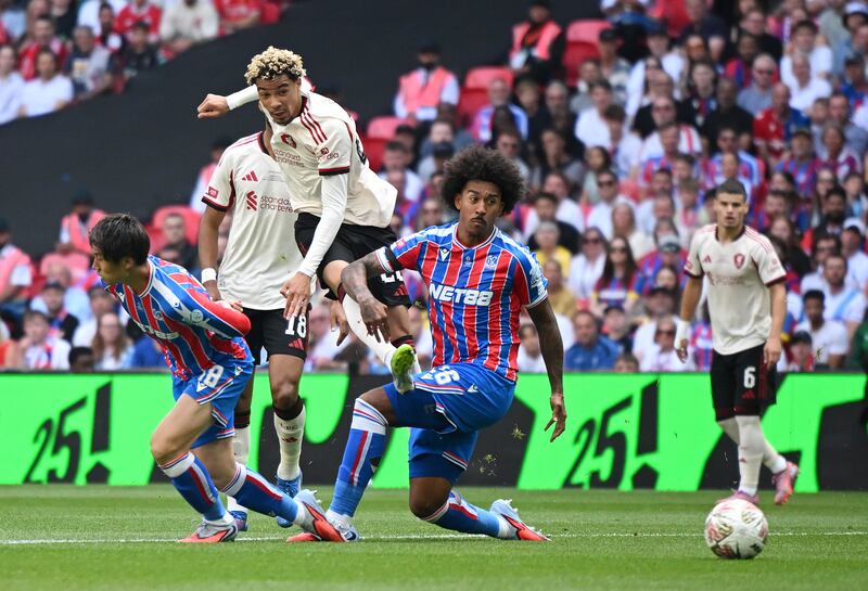 Hugo Ekitiké scores Liverpool's opening goal against Crystal Palace at Wembley Stadium. Photograph: Clive Mason/Getty Images
