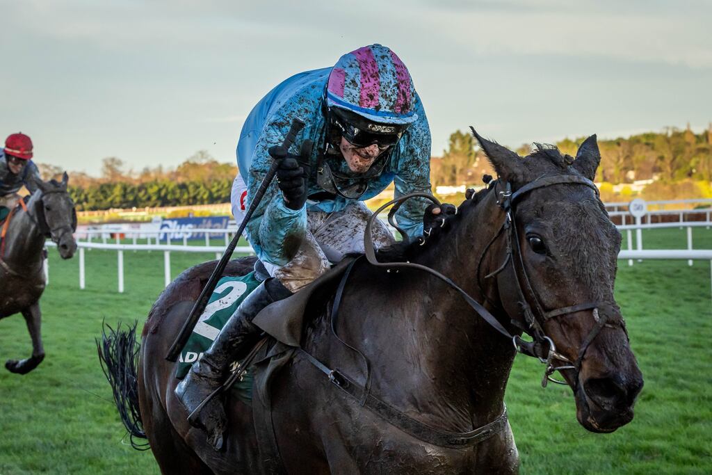 Danny Mullins on Meetingofthewaters win the Paddy Power Chase on day two of the Leoparsdtown Christmas Festival. Photograph: Morgan Treacy/Inpho
