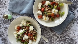 Butter beans with blistered tomatoes and mozzarella