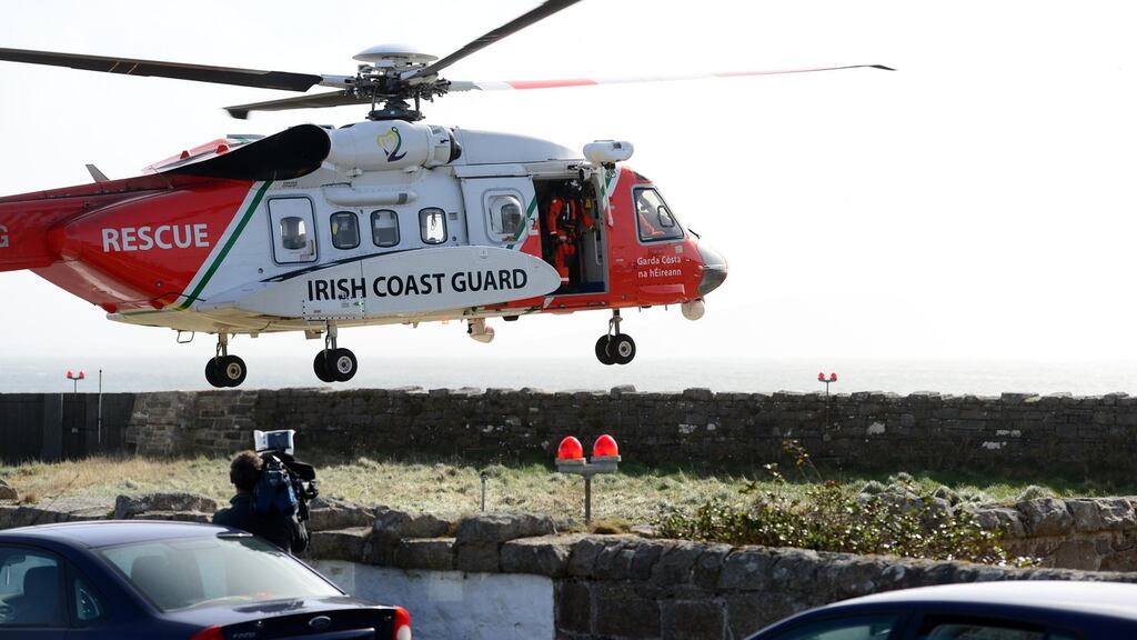 Scene of the search for missing Coast Guard helicopter crew at Blacksod, Co. Mayo. Photograph: Dara Mac Dónaill