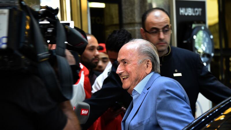 Former Fifa President Sepp Blatter speaks to the media as he arrives to the hotel St Regis in Moscow during the 2018 World Cup. Photo: Vasily Maximov/Getty Images