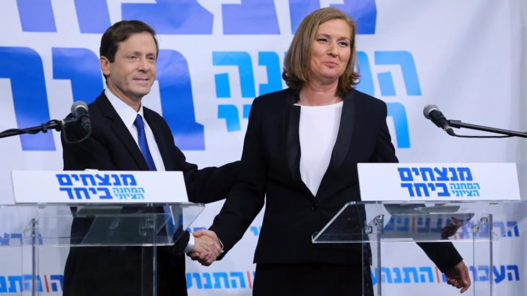 Yitzhak Herzog, leader of Israel’s Labour Party, and former Israeli justice minister Tzipi Livni have formed a joint election ticket that could pose a serious challenge to prime minister Binyamin Netanyahu. Photograph: Reuters