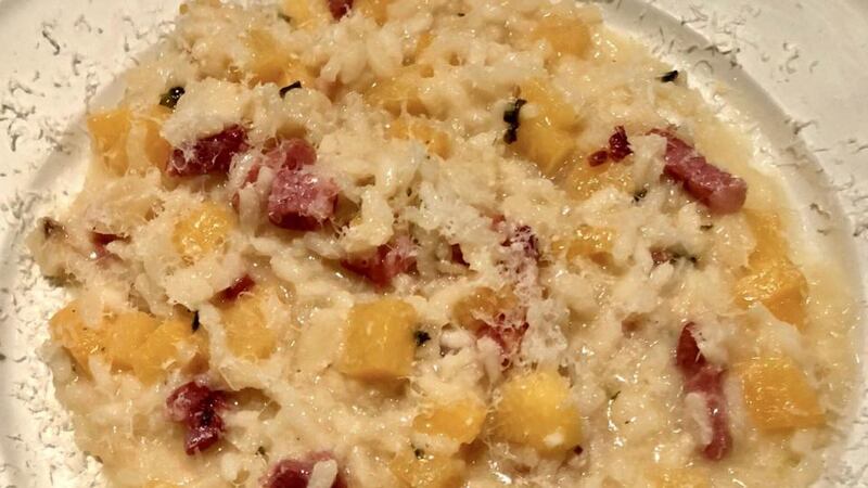 Turnip and smoked bacon risotto with sage and Coolea cheese