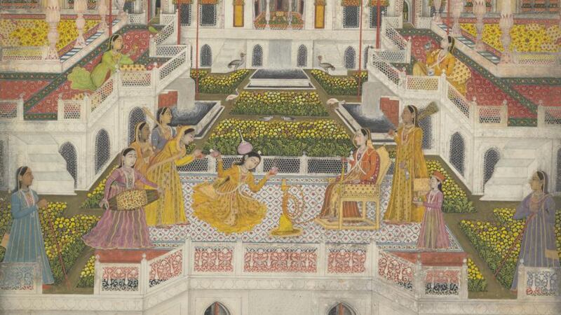 G is for Garden: Remember the New Yorker cover, view of the world from 9th Avenue? Where the perspective went on forever, over oceans? An 18th century Indian painter was already doing the same thing. This Indian painting of a garden and terraces disappearing into horizons of ever-tinier scenes of gardens seems to cover continents. This is on view for the first time.