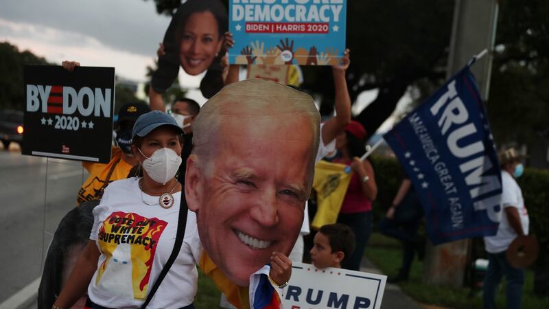 A cutout of Joe Biden ahead of the vote: While he decisively won the election, this was hardly a blow-out victory for the Democrats. Photograph: Joe Raedle/Getty