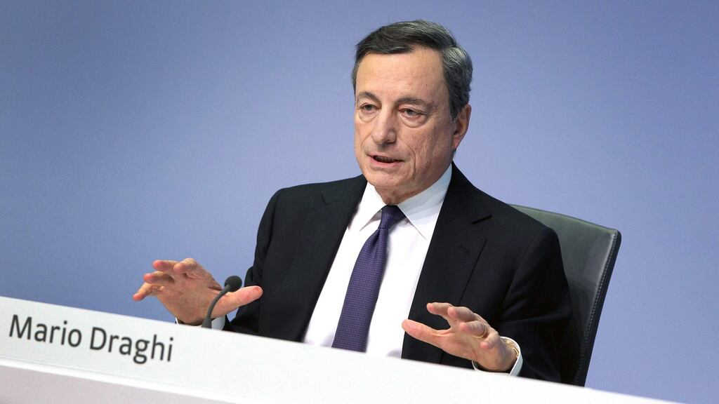 ECB president Mario Draghi. The move to end QE comes at a time when the euro zone is in the throes of an economic slowdown after a bumper 2017. Photograph: Daniel Roland/AFP/Getty Images