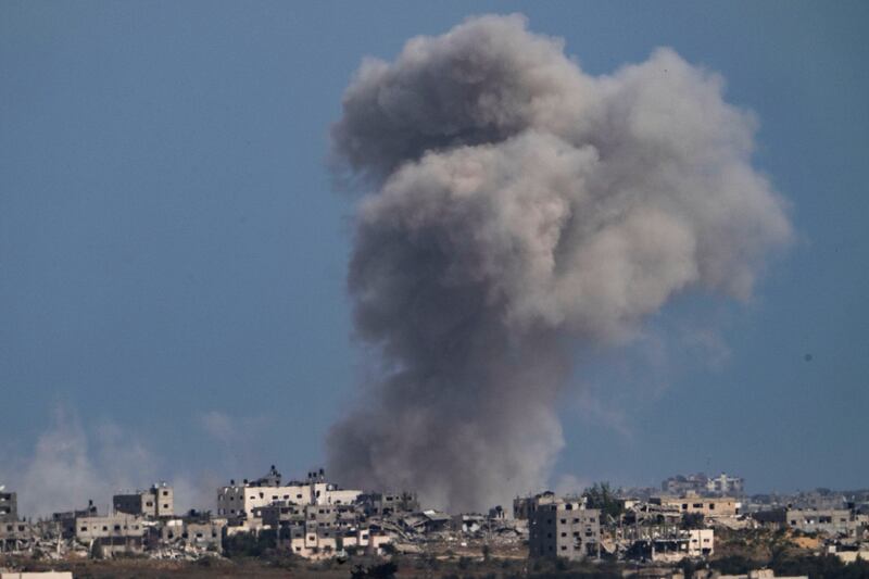 Smoke rising following an Israeli bombardment in the Gaza Strip Photograph: AP
