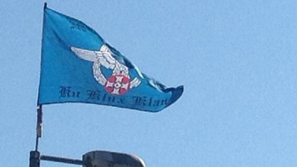 KKK flag pictured in east Belfast. Photograph: Smc/Twitter