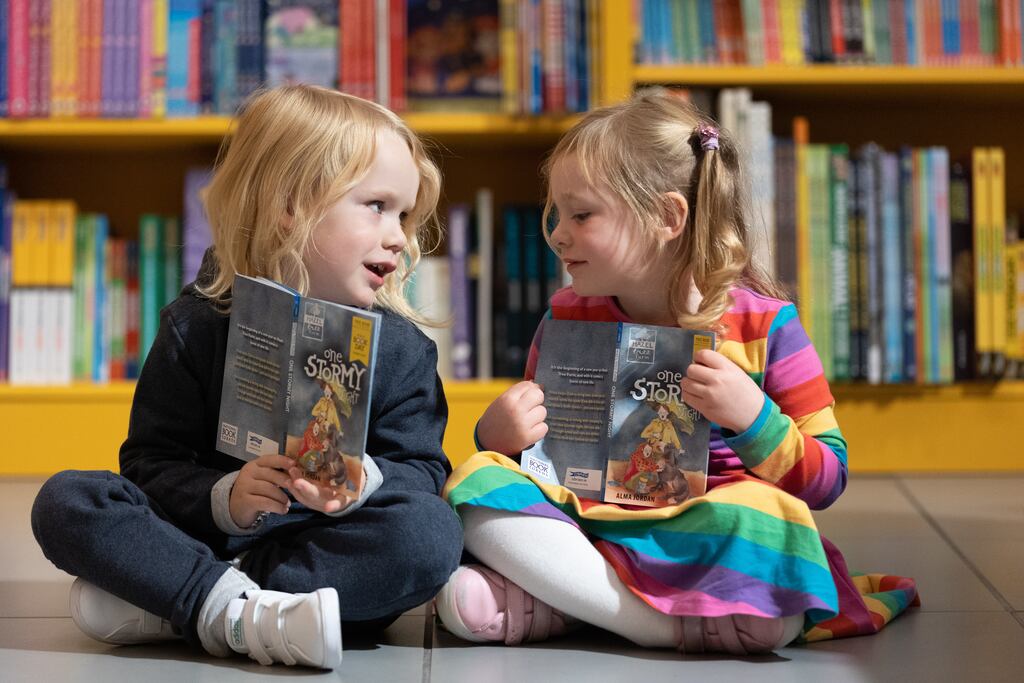 Kit Toman and Alice Costello, pictured at the launch of World Book Day 2023 in Dubray Books, Henry Street. Credit: Julien Behal