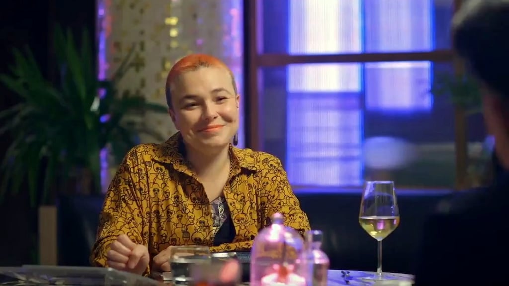 Jess Kavanagh listens respectfully to Alan McGarry on Eating with the Enemy. Photograph: Virgin Media Television