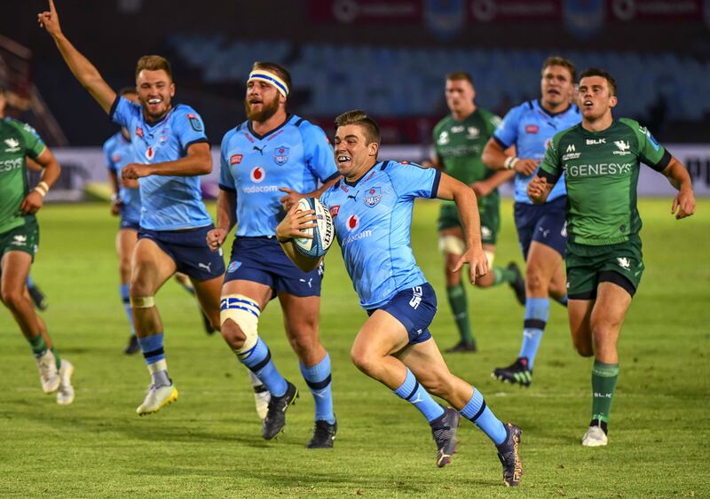 Vodacom Bulls’ Zak Burger scores a try against Connacht. Photograph: Deon van der Merwe/Inpho