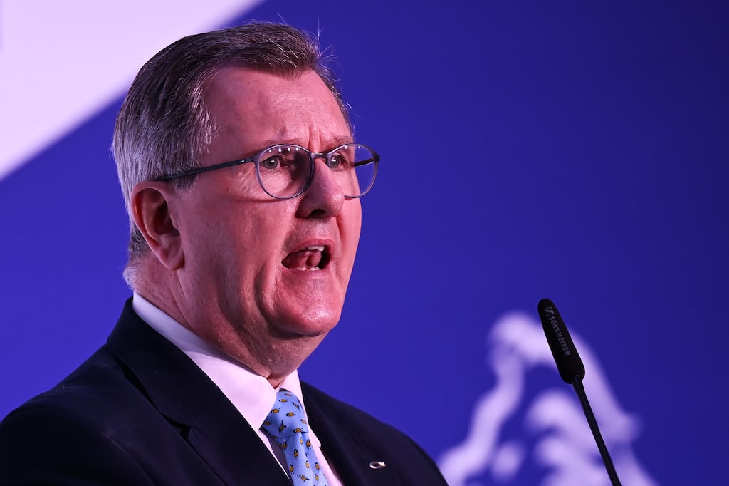 DUP leader Jeffrey Donaldson: 'If we can get an agreement that unionists as well as nationalists can support…then perhaps we’ll be in a position to restore the institutions but we’re not there yet'
Photograph: Charles McQuillan/Getty Images