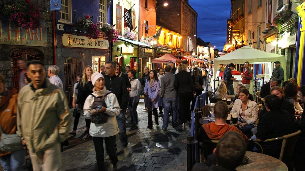 Quay Street, Galway: How is it possible to move from the Shangri-La represented by the lively streets in Galway, to taking your own life only a matter of minutes away? Photograph: Joe O’Shaughnessy