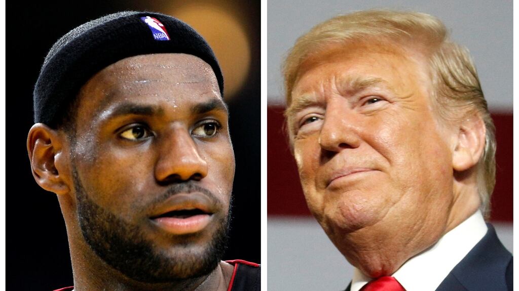A combination photo of NBA basketball player LeBron James and US President Donald Trump. Photo: Robert Galbraith/Reuters, Leah Millis/File Photo