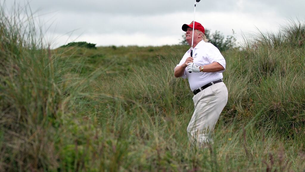 Donald Trump plays a round of golf after the opening of The Trump International Golf Links Course on July 10th, 2012, two months after his chaotic appearance before a committee of the Scottish parliament. Photograogh: Ian MacNicol/Getty Images