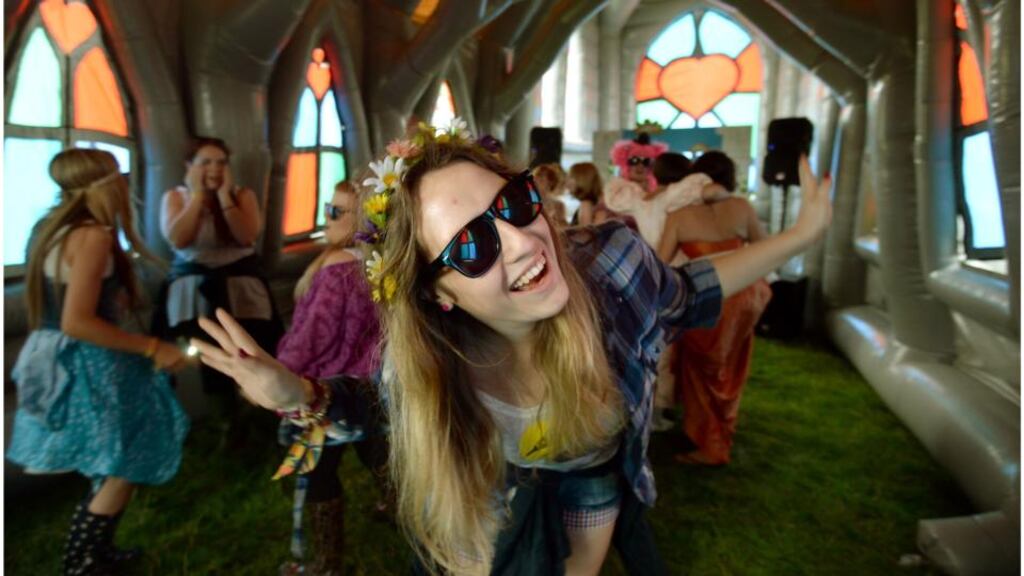 Laura Behan from Artane in Dublin on the first day of the Electric Picnic. Photograph: Brenda Fitzsimons