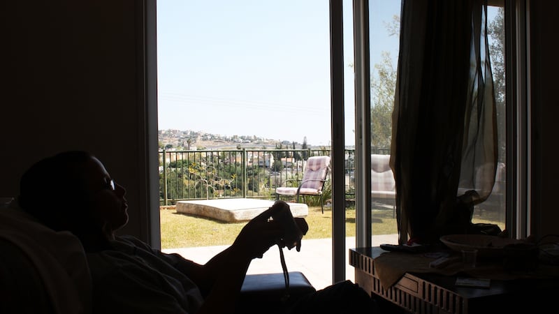 The Israeli settlement of Alfe Menashe. The “street-less’ West Bank Palestinian town of Hable outside.