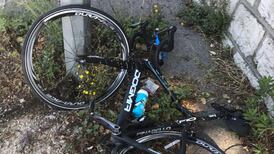 Chris Froome’s bike destroyed after car knocks him over