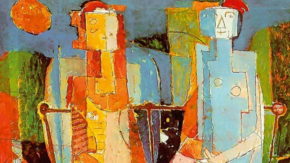 A detail from Nevill Johnson’s Figures in the Park, c1990. Copyright of The Estate of Nevill Johnson. Photograph: David Davison