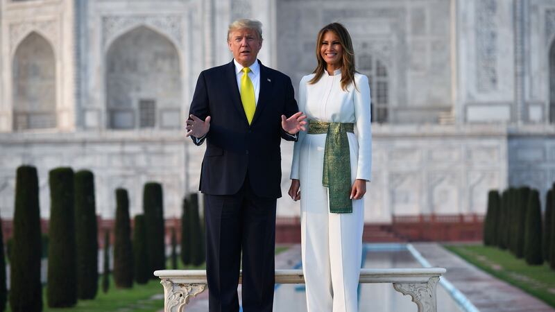 US president Donald Trump and first lady Melania Trump at the Taj Mahal in Agra on Monday. Photograph: Mandel Ngan/AFP via Getty Images