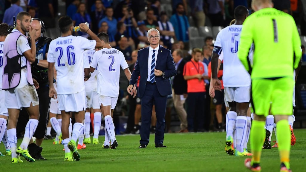 Claudio Ranieri’s Leicester comfortably beat Club Brugge on their Champions League debut. Photograph: Afp