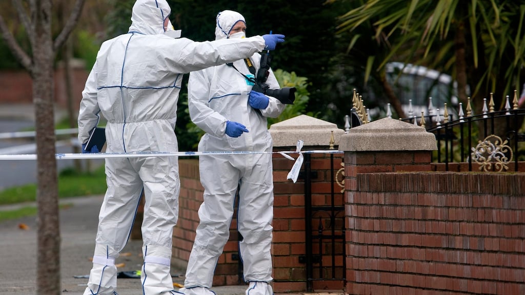 Gardaí at Castlemartin Drive, Bettystown, where father of three Richard Carberry was shot dead on Monday night. Photograph: Colin Keegan/Collins
