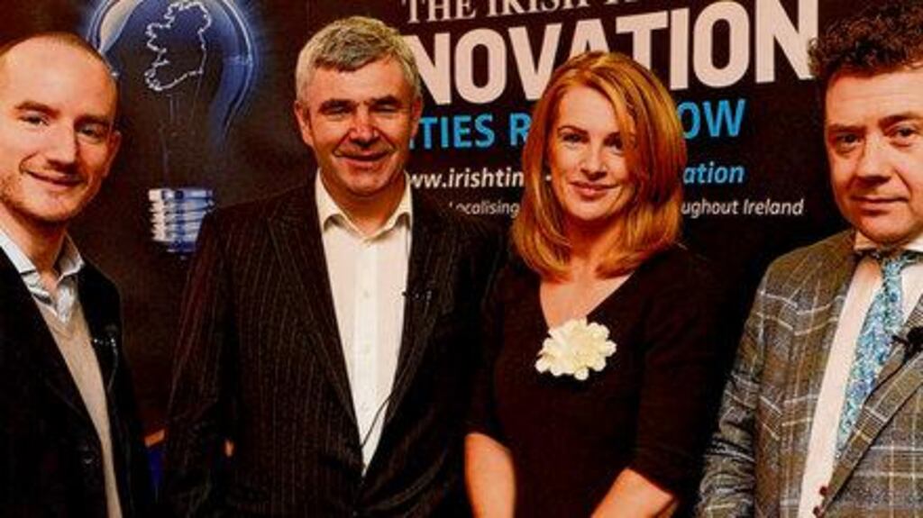 Innovation Roadshow speakers (from left): Dr Johnny Ryan of The Irish Times, entrepreneur Pádraig Ó Céidigh, Catherine Guy, managing partner at Byrne Wallace, and Derek Young of i360 Medical. photograph: cyril byrne