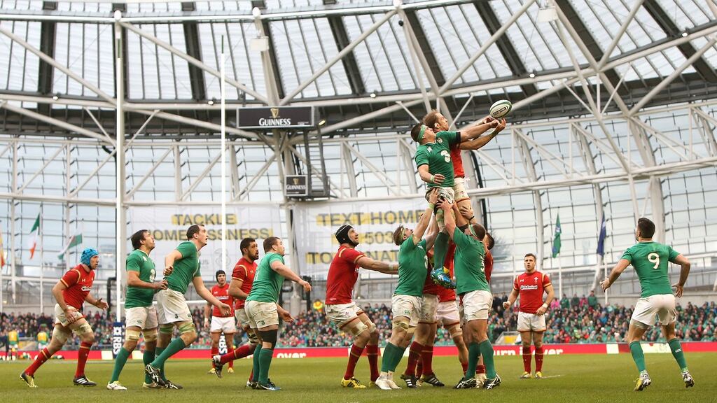 Ireland’s CJ Stander and Alun-Wyn Jones of Wales compete for a line-out in last year’s Six Nations game. Ireland will look to target the Welsh set-piece this years. Photograph: Colm O’Neill/Inpho