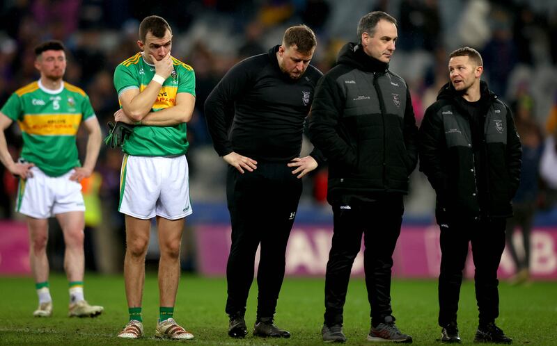Glen’s Michael Warnock dejected after the defeat to Kilmacud Crokes in the All-Ireland club final at Croke Park. Photograph: Ryan Byrne/Inpho
