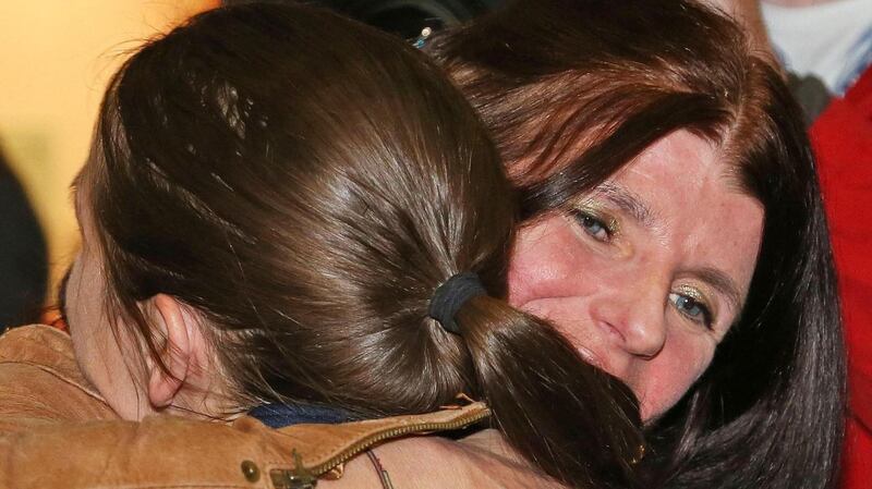 Katie Taylor with her mum Bridget at Dublin Airport. Photograph: Colin Keegan/Collins Dublin