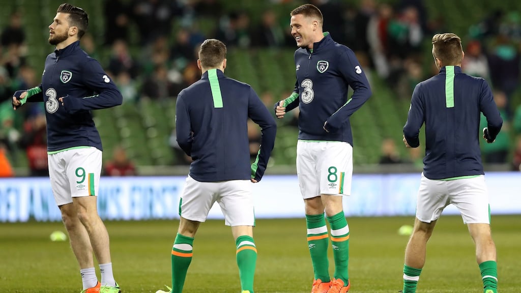 James McCarthty pulled out of Ireland’s World Cup qualifier against Wales after injuring himself in the warm-up. Photograph: Ryan Byrne/Inpho