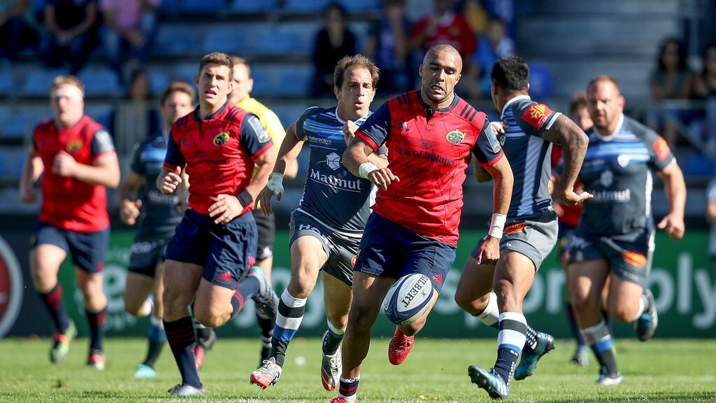 Munster’s Simon Zebo in action against Castres last weekend. Photograph: Dan Sheridan/Inpho