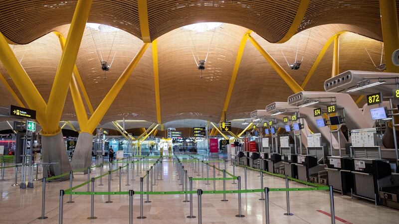 An empty Terminal 4 at Madrid-Barajas Airport. Photograph: Rodrigo Jimnez/EPA