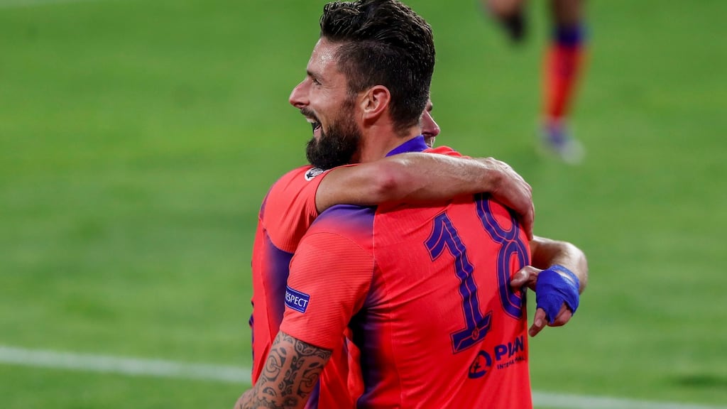Chelsea’s Olivier Giroud scored four goals in a comfortable victory in Spain. Photograph: Inpho