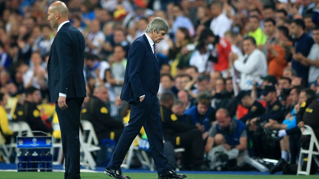 Manuel Pellegrini has said he has no regrets despite Manchester City’s tame Champions League exit. Photograph: PA
