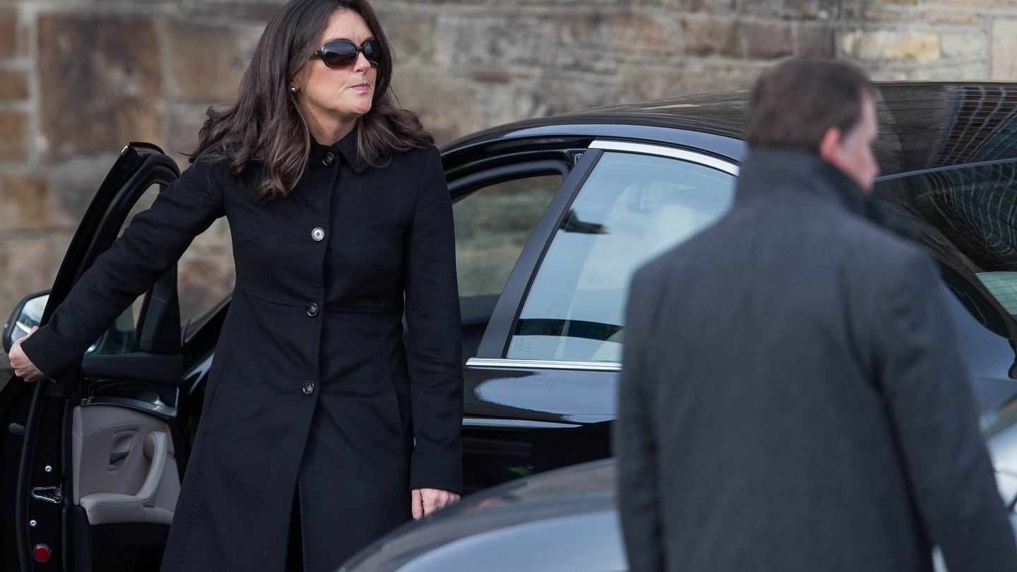 Olive Foley, wife of the late Munster head coach Anthony Foley, arrives at St Flannan’s Church in Killaloe, Co Clare for her husband’s funeral. Photograph: Ryan Byrne/INPHO.