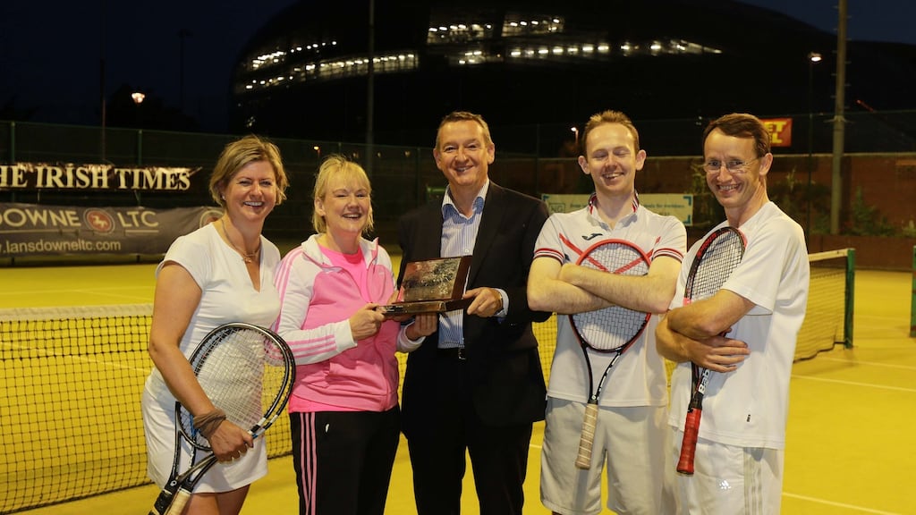 Reigning champions: last year’s winning team from Savills featured Nessa Keane, Anne Kiernan, Conor Steen and Gerry McCarthy, with Peter Dargan of ‘The Irish Times’ in the middle. Photograph: Nick Bradshaw