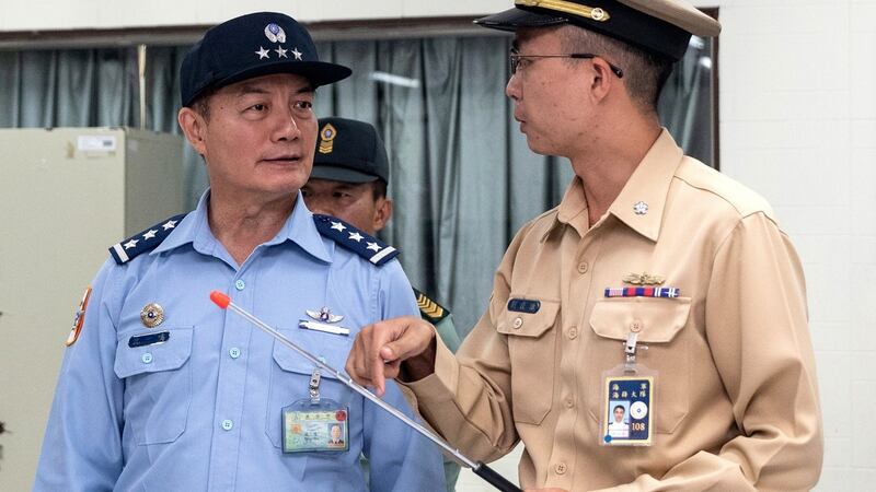 Taiwan’s chief-of-staff Gen Shen Yi-ming visiting troops in Hualien, eastern Taiwan in November. Photograph: Military News Agency/EPA