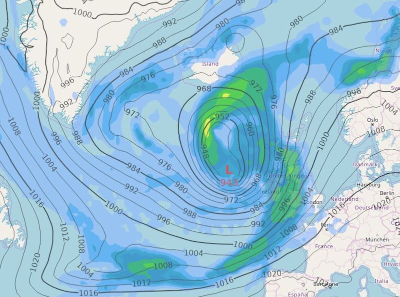 Pressure map, Monday 12.00pm