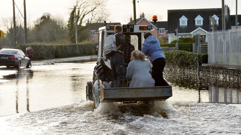 Manor Road in Mountmellick, where up to half a metre of water entered homes in the area on Wednesday. Photograph: Alan Betson/The Irish Times