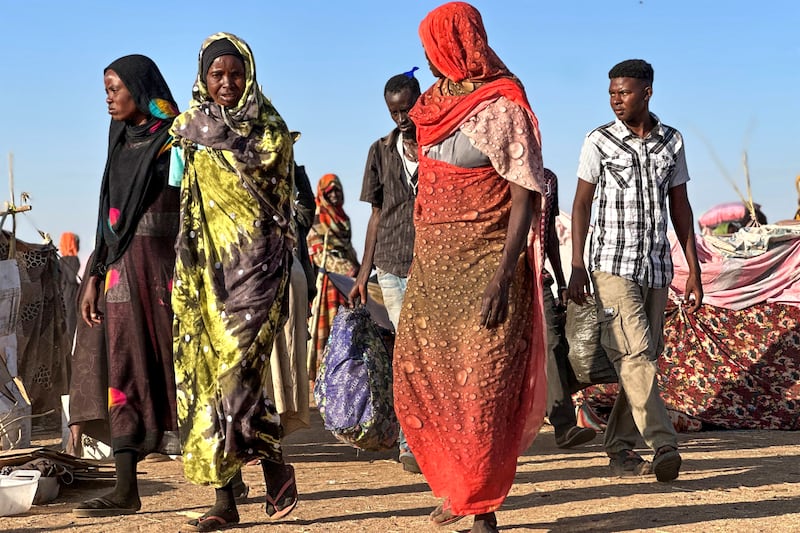 Displaced Sudanese who fled El-Fasher after the city fell to the RSF arrive in Tawila in Sudan's western Darfur region on Tuesday. Photograph: STR/AFP via Getty Images