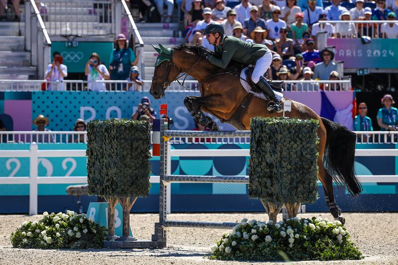 Ireland’s Daniel Coyle on Legacy on his way to jumping clear during the show jumping individual qualifier at Château de Versailles. Photograph: 
Ryan Byrne/Inpho