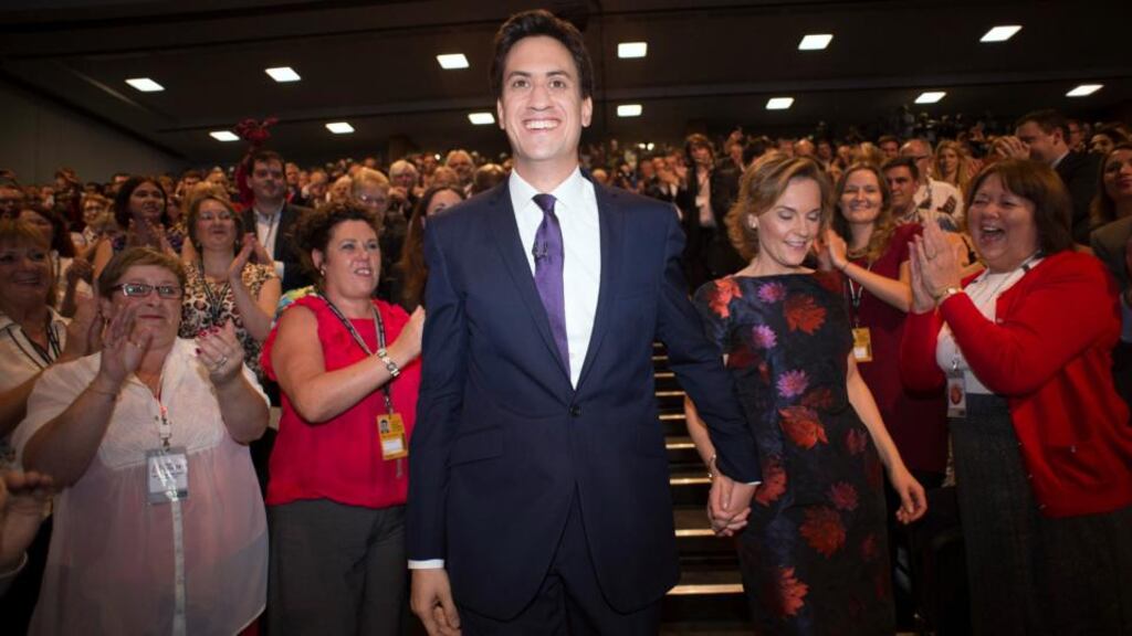 British Labour Party leader Ed Miliband leaves with his wife Justine Thornton after delivering his speech at the annual party conference in Brighton yesterday. Photograph: Stefan Rousseau/Reuters