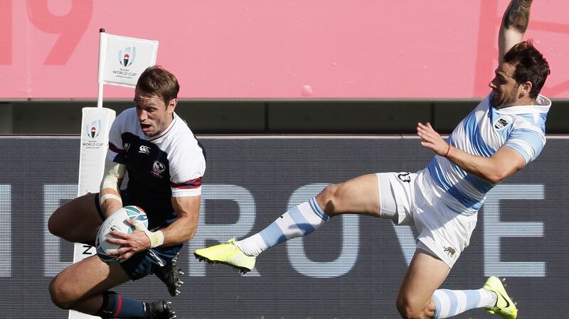 Blaine Scully scores a try for the USA. Photo: Kimimasa Mayama/Getty Images